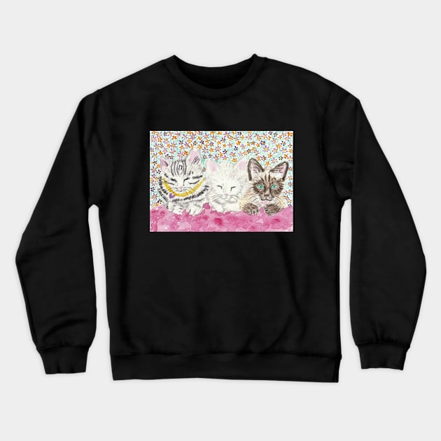 Cute kittens  cat watercolor painting Crewneck Sweatshirt by SamsArtworks